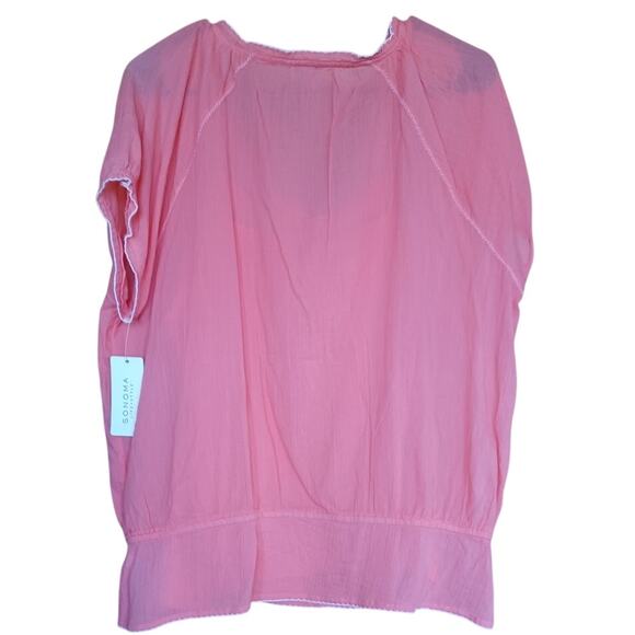 NWT Sonoma Peach Color Gauzy Embroidered Top Cami Liner 100% Cotton Women's XL - Picture 3 of 7